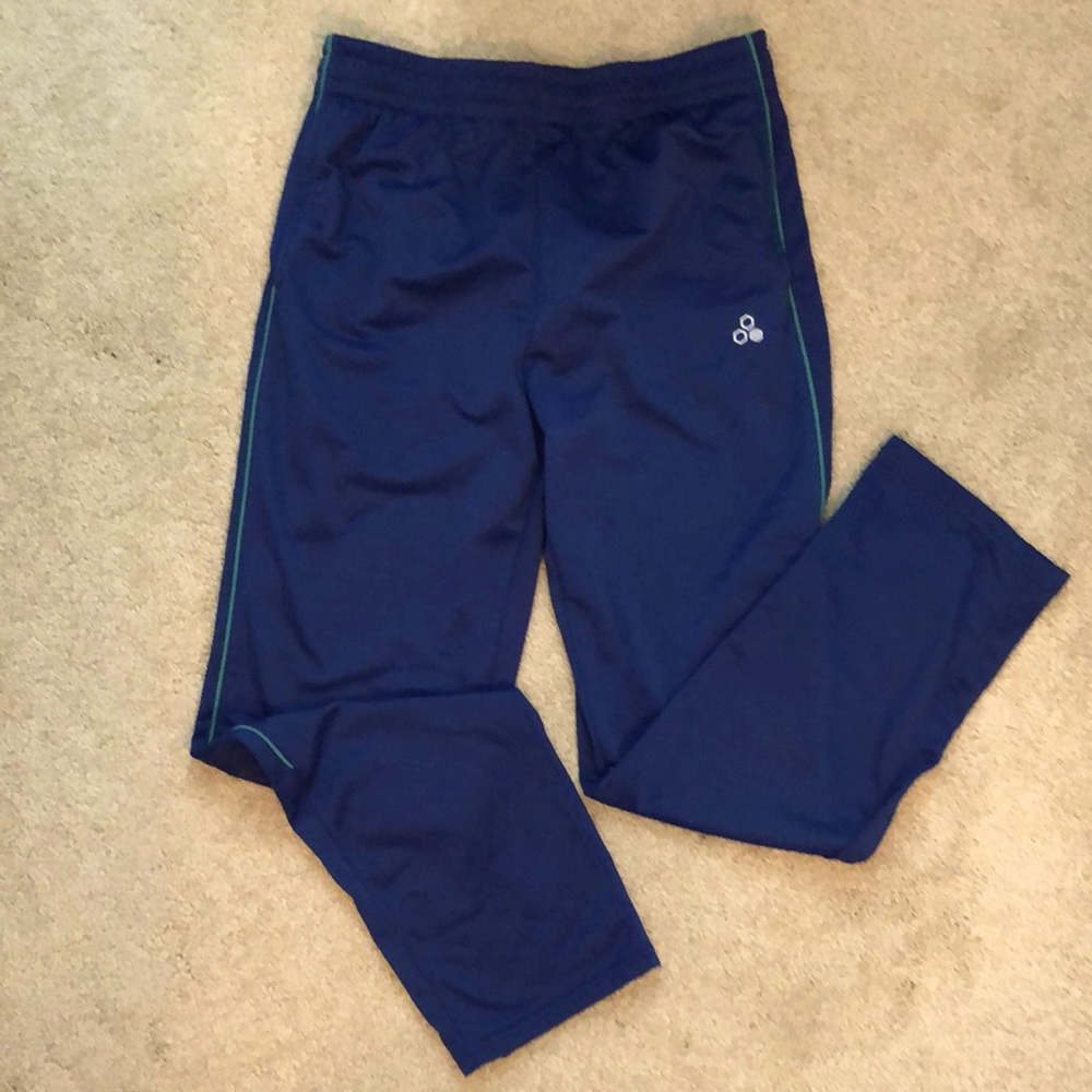 Tek Gear Men’s Athletic Pants, Blue w/Green Trim, Sz-M, Excellent Condition!